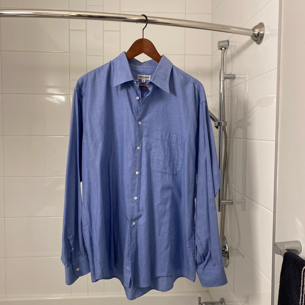 Giorgio Armani Light Blue Long-Sleeve Dress Shirt